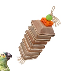 Parrot Foraging Toy: Palm Leaf Saucers with Pine Blocks