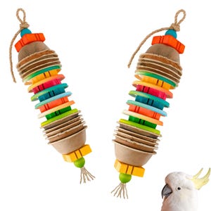 Parrot Foraging Toys: Palm Leaf Shredders, Bird-Safe Wood - Set of 2