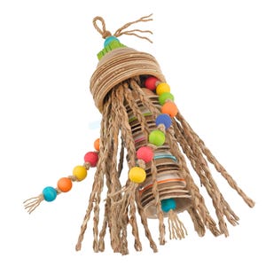 Parrot Palm Shredder Toy: Braided Palm Leaves, Seagrass & Bird-Safe Wood