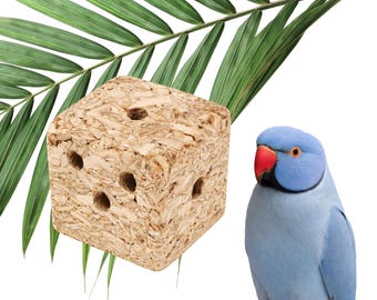 Foraging Bird Toy | Palm shred block | Parrot treat pocket toy | Set of 4
