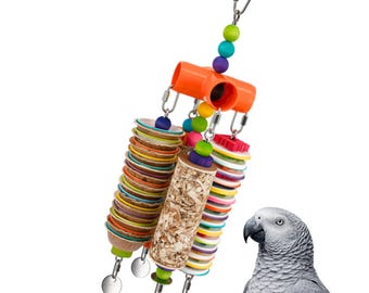 Gangly Jangly™ | Refillable bird toy platform toy with palm shredders & wood blocks | Large