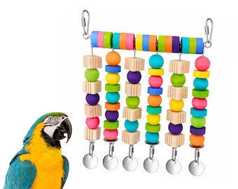 Jangly Wall of Toys™ | Refillable parrot toy set with large wood beads & blocks | Extra-Large