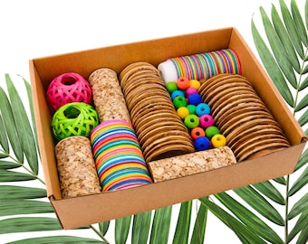 Bird Toy Parts | Palm shredders & rattan balls | 80+ pieces | Small-Medium