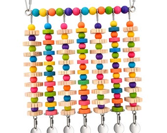 Jangly Wall of Toys™ | Refillable parrot toy set with wood beads & blocks | Large
