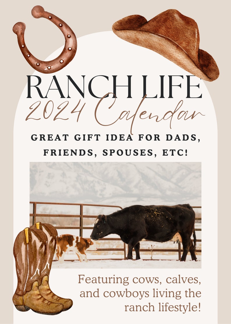 Cow Calendar 2024, 11.5 X 14.5 2024 Wall Calendar, Ranch Life Calendar