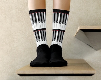 Piano Keyboard Socks / Music Gifts / Gift for Musician / Piano teacher gift / music socks