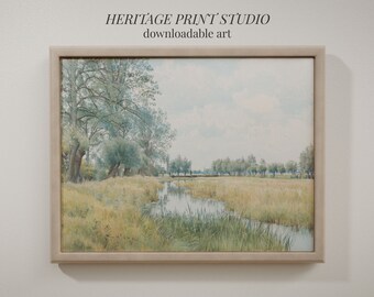 Vintage River Landscape | Vintage Print | Antique Wall Art | Digital Download
