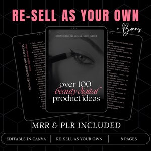 Beauty Digital Product Ideas eBook MRR,  master resell rights ,private label rights, DFY ebook, PLR digital products, sell on etsy,