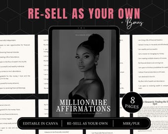 Millionaire Affirmations eBook MRR, master resell rights ,private label rights, DFY ebook, PLR digital products, sell on etsy