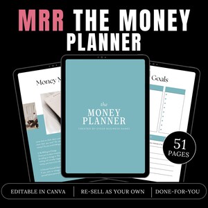 The Money Planner MRR, master resell rights, private label rights, PLR planner, sell as your own, resell digital products, DFY, sell on etsy