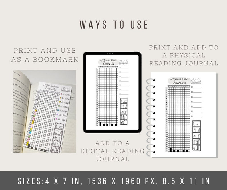 Pixel Reading Pixel Reading Tracker: 6 Colors, 3 Sizes (digital Download PDF) - Etsy