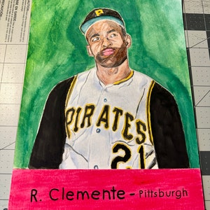 Pittura ad acquerello Roberto Clemente Pittsburgh Pirates Baseball Art Sketching Drawing