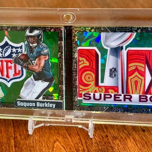 Livreto de arte personalizada Jalen HURTS e Saquon BARKLEY com patch de arte, campeões do Super Bowl da NFL, Philadelphia Eagles, cartão de futebol americano, arte esportiva, presente exclusivo