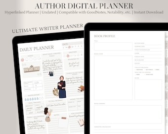 Author Planner | Novel Writing | Writers Planner | Digital Planner for GoodNotes, Notability etc. | Book Planning Workbook and Organiser