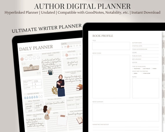 Author Planner | Novel Writing | Writers Planner | Digital Planner for GoodNotes, Notability etc. | Book Planning Workbook and Organiser