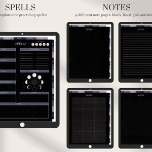 Undated Witchy Digital Planner Dark Mode | Free Tarot Stickers | Modern ...
