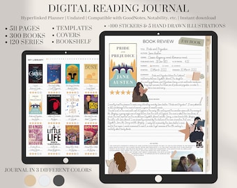Reading Journal | Digital Planner | Book Tracker for GoodNotes | Books Review | Book Shelf | Reading Log | Digital Reading Journal