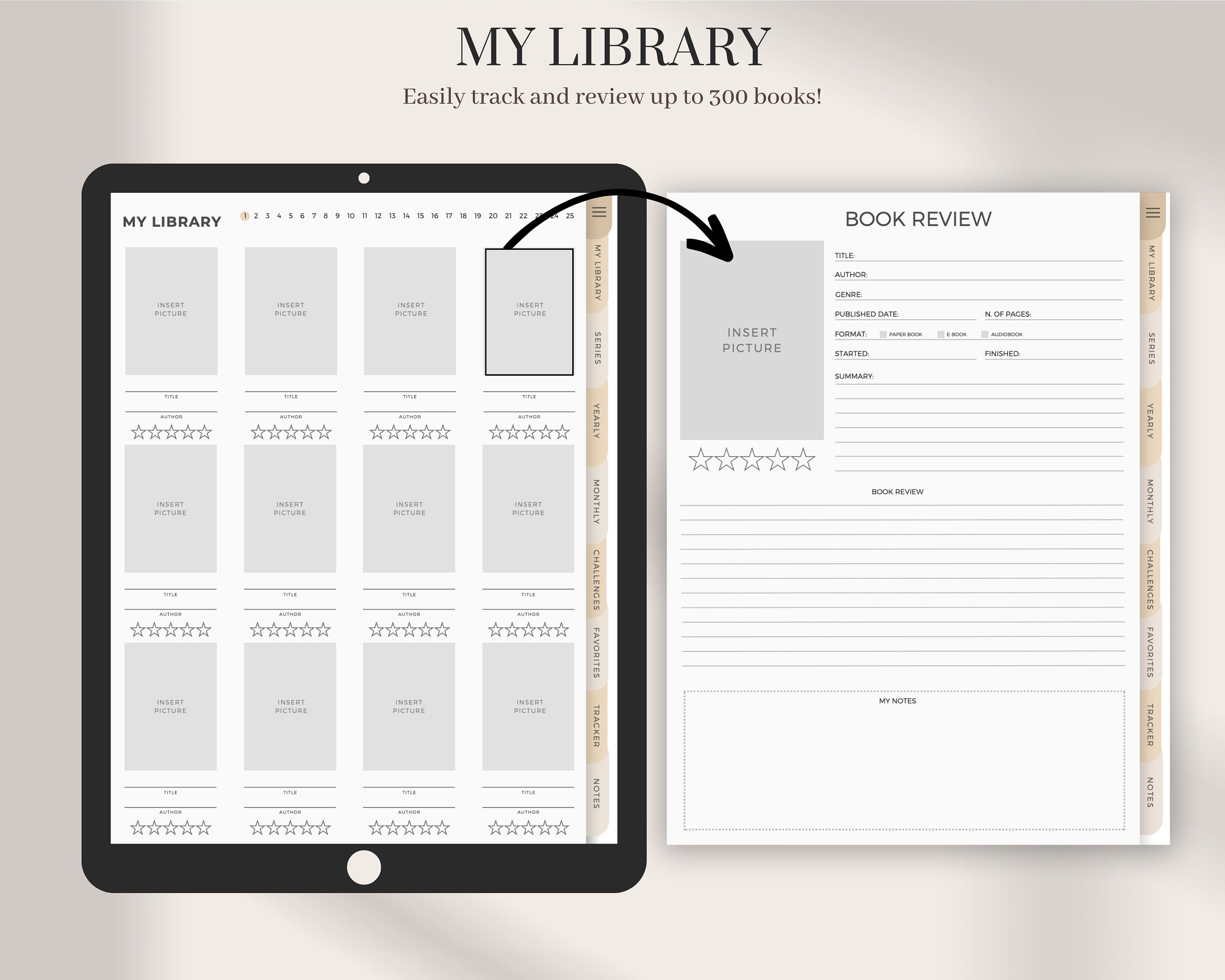 Reading Journal Digital Planner Book Tracker for Goodnotes Books Review ...