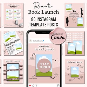 Romantic Book Launch Templates for Social Media, Instagram | Author Book Release | Book Promo | Writer Marketing | Canva Pink Bookstagram