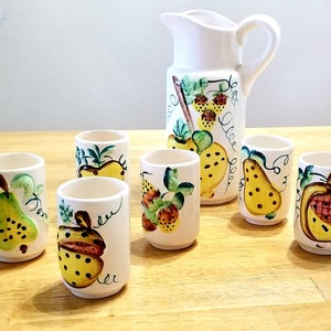 MCM  7 Piece Ceramic Juice Pitcher And Glasses