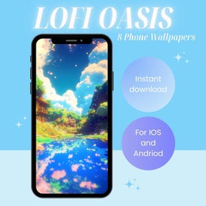 Phone Wallpaper | Instant Download | Lofi Oasis - Digital Phone Wallpaper 8 Pack | iPhone/Android Wallpaper