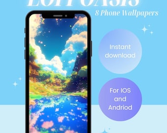 Phone Wallpaper | Instant Download | Lofi Oasis - Digital Phone Wallpaper 8 Pack | iPhone/Android Wallpaper
