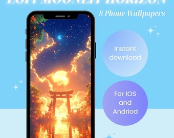 Phone Wallpaper | Instant Download | Lofi Moonlit Horizon - Digital Phone Wallpaper 8 Pack | iPhone/Android Wallpaper