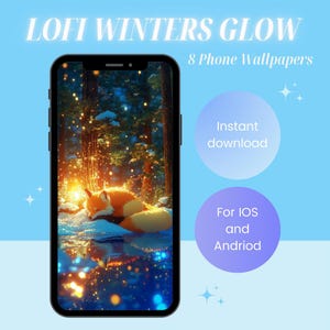 Phone Wallpaper | Instant Download | Lofi Winters Glow - Digital Phone Wallpaper 8 Pack | iPhone/Android Wallpaper