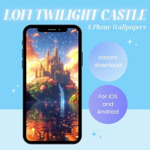 Phone Wallpaper | Instant Download | Lofi Twilight Castle - Digital Phone Wallpaper 8 Pack | iPhone/Android Wallpaper