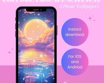 Phone Wallpaper | Instant Download | Lofi Dreamscape Gateway - Digital Phone Wallpaper 8 Pack | iPhone/Android Wallpaper