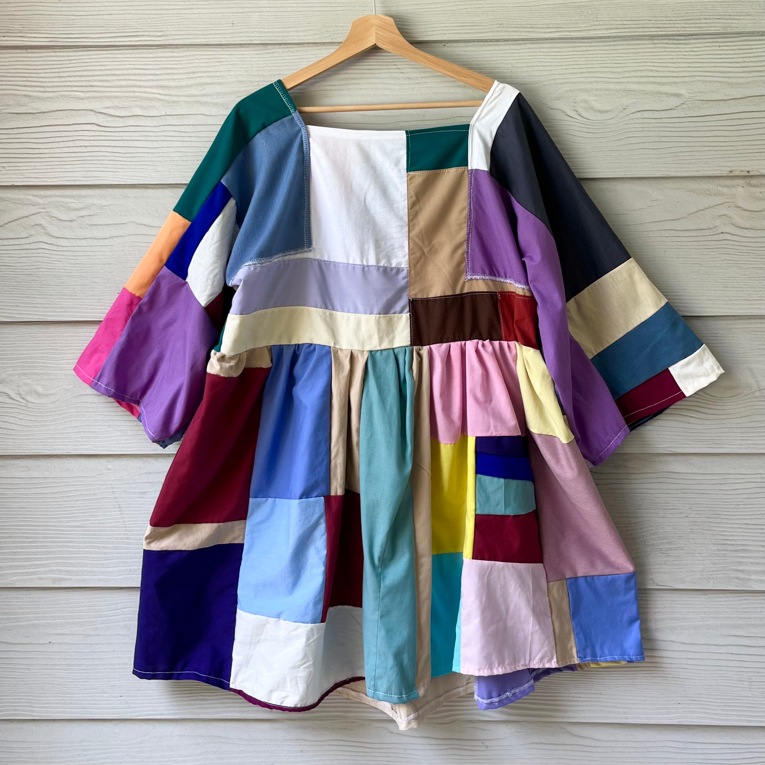 Made to Order Handmade Quilted Patchwork Color-block Dress
