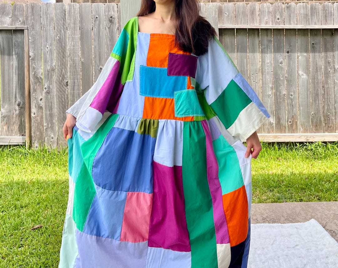 Handmade Quilted Patchwork Colorblock Dress SKU 08153 - Etsy