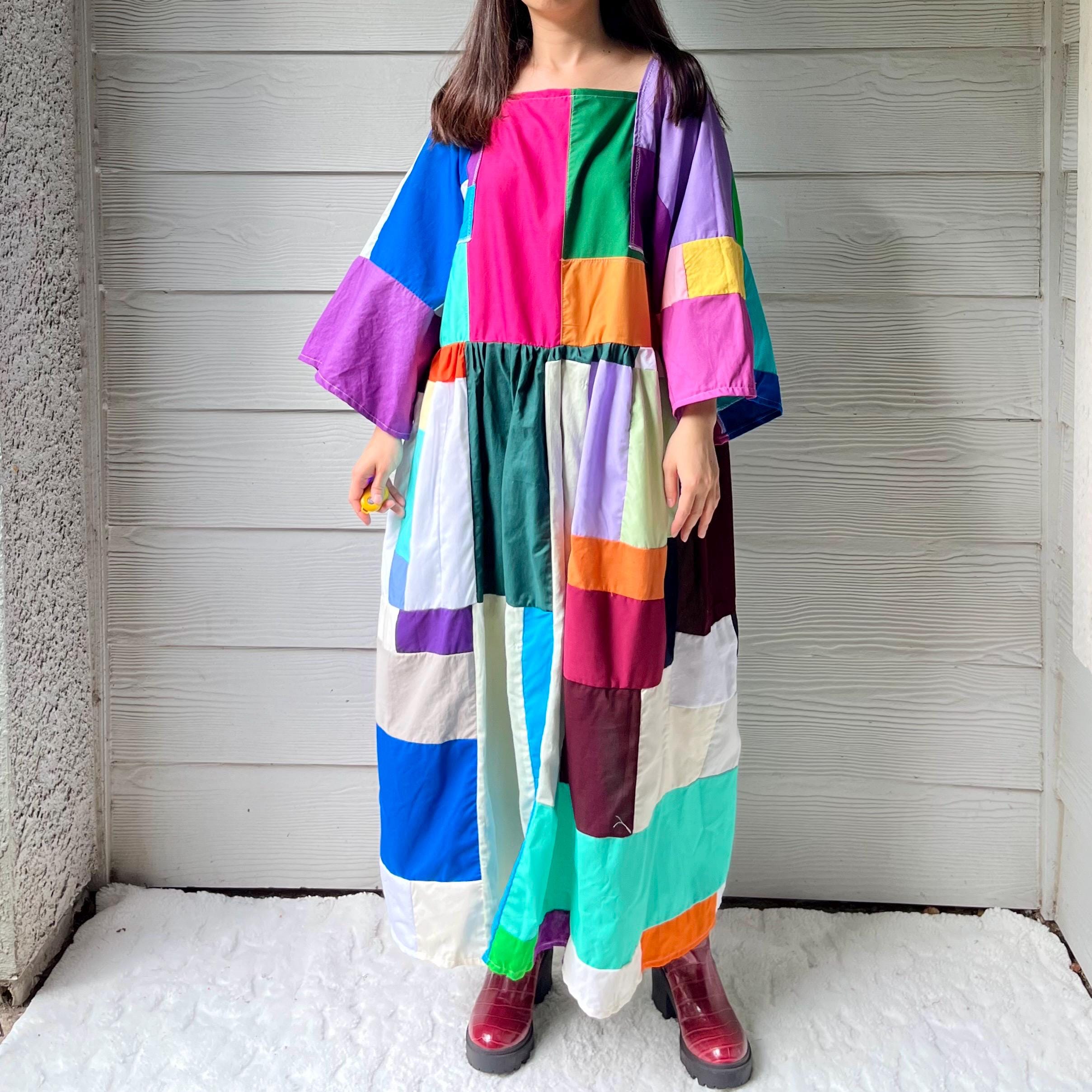Handmade Quilted Patchwork Colorblock Dress SKU 09045 - Etsy