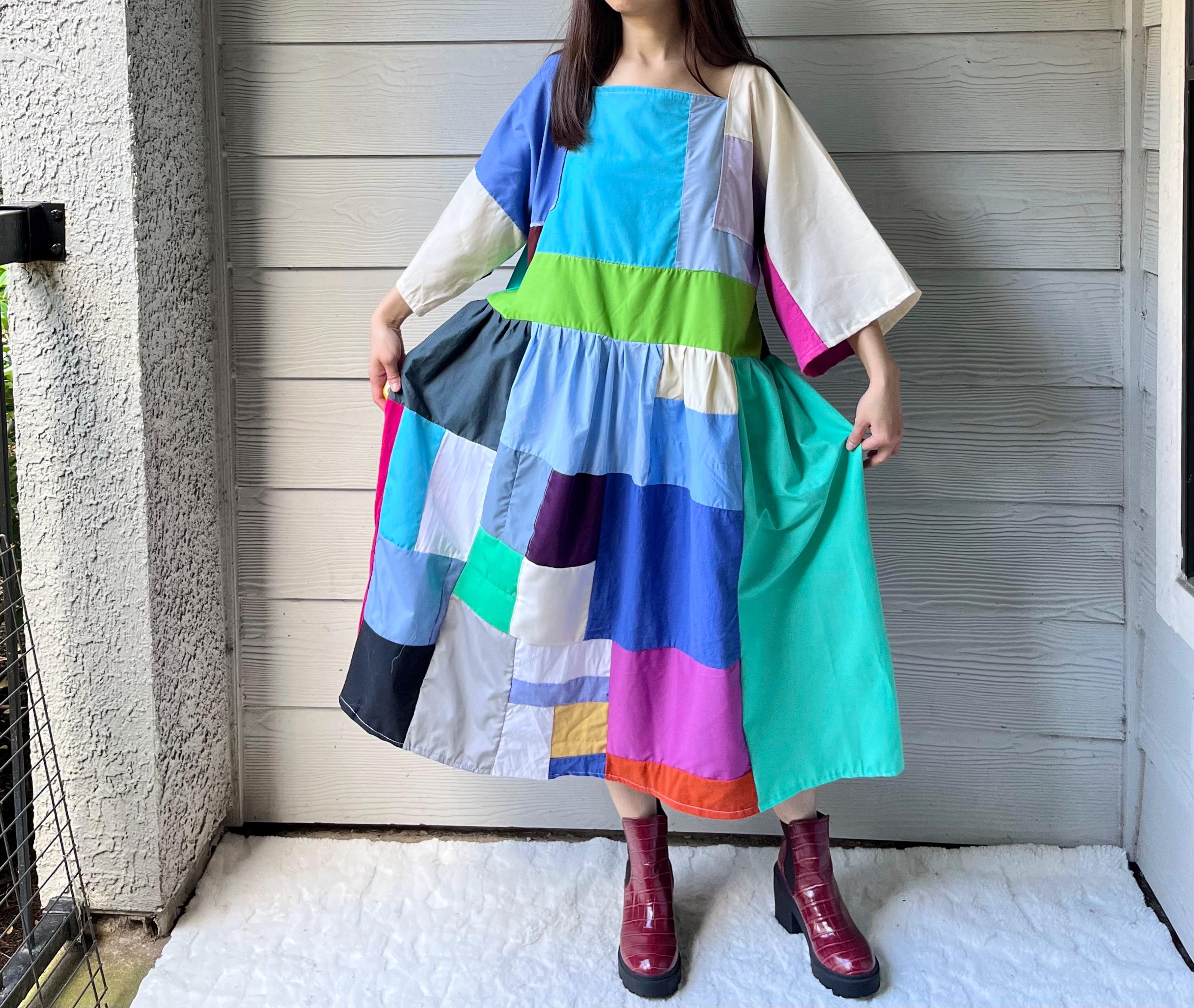Handmade Quilted Patchwork Colorblock Dress SKU 12157 - Etsy