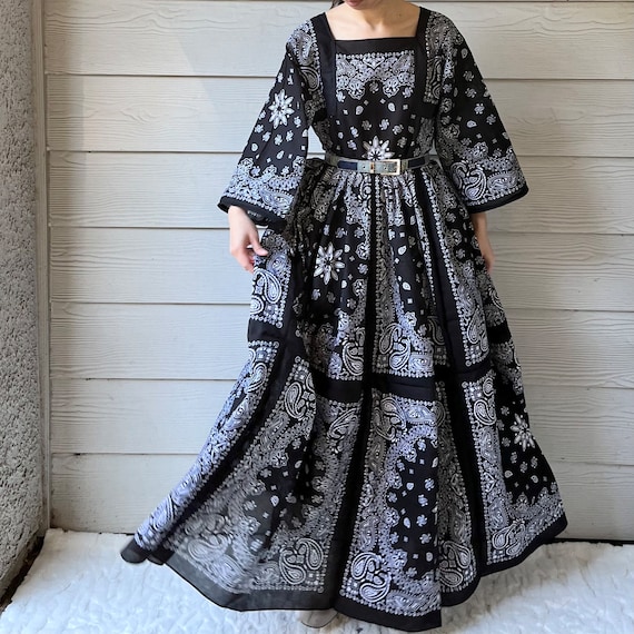 Handmade Maxi Bandana Dress Pure Black - Etsy Canada