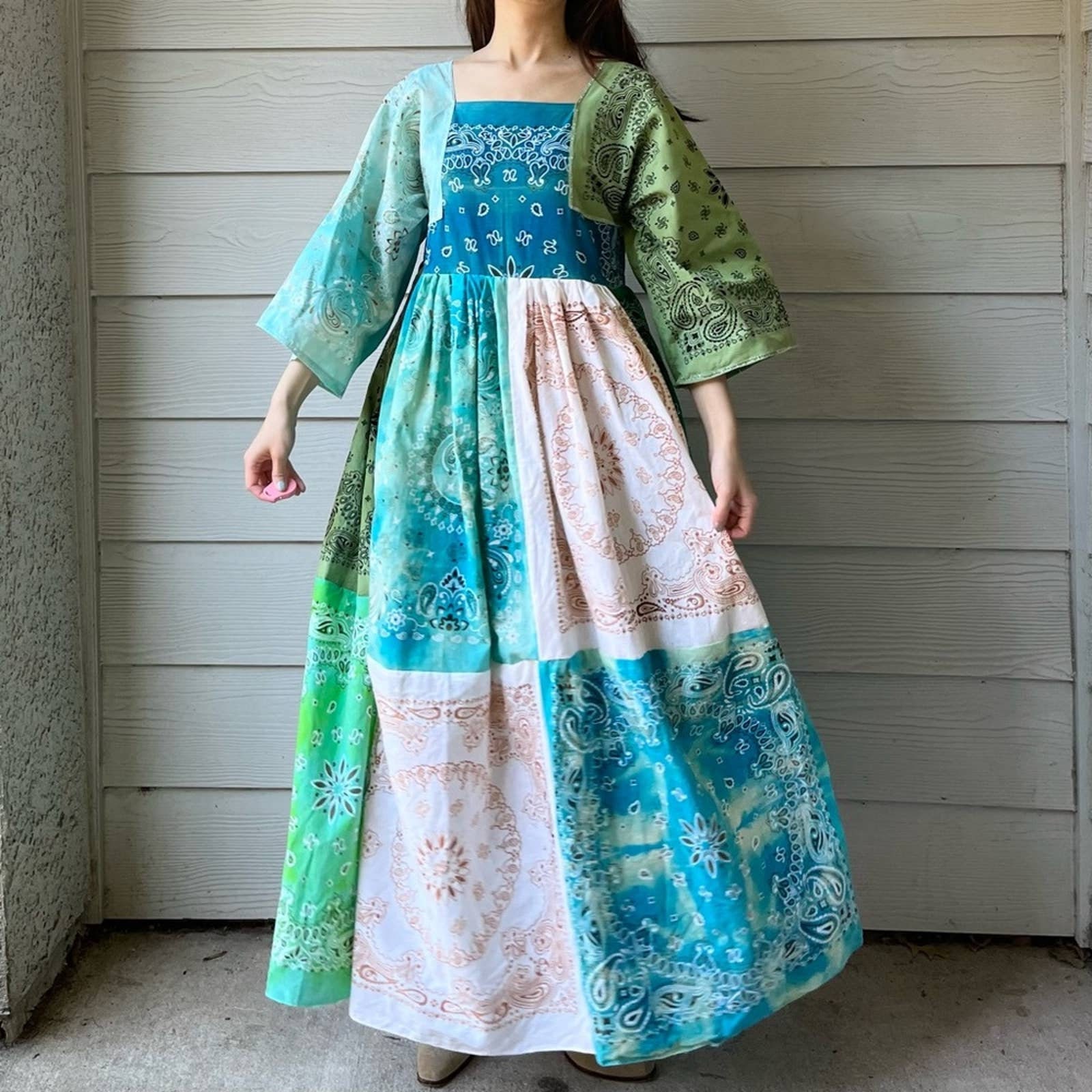 美品✨ サラマリカ　BANDANA PRINT LONG DRESS グリーン Handmade Bandana Dress/green/maxi SKU 72848 - Etsy