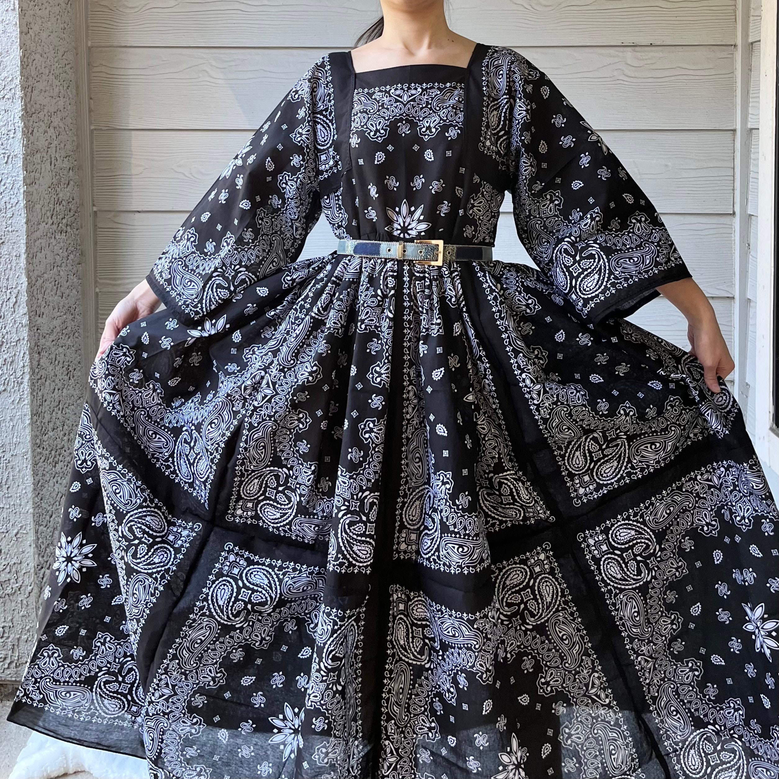 Handmade Maxi Bandana Dress Pure Black - Etsy