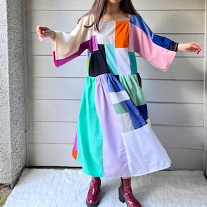 Handmade Quilted Patchwork Colorblock Dress SKU 12157 - Etsy