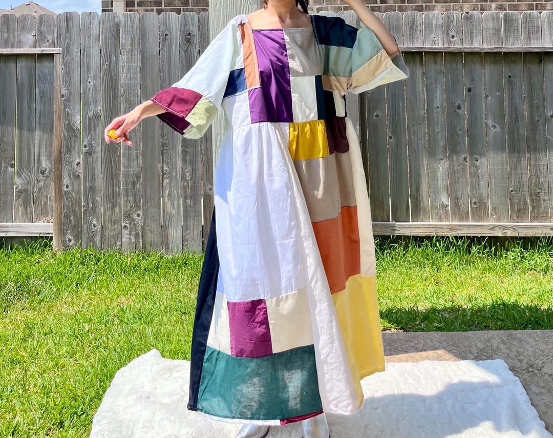 Handmade Quilted Patchwork Colorblock Dress SKU 05236 - Etsy