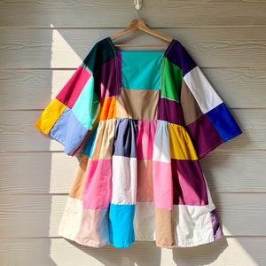 Handmade Quilted Patchwork Colorblock Dress SKU 06158
