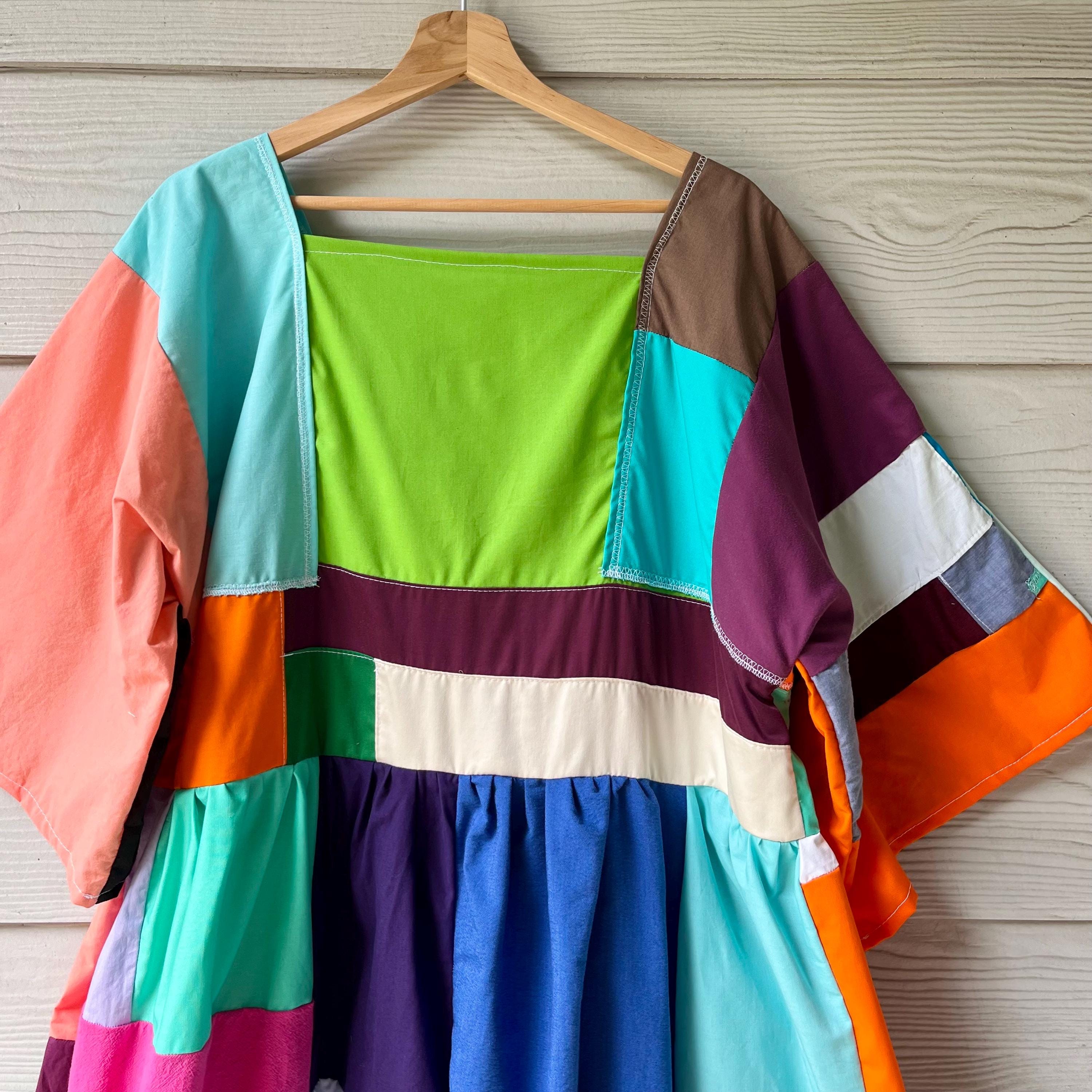 Handmade Quilted Patchwork Colorblock Dress SKU 07166 - Etsy
