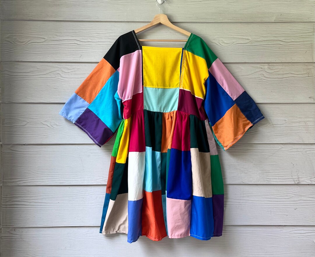 Handmade Quilted Patchwork Colorblock Dress SKU 08312 - Etsy