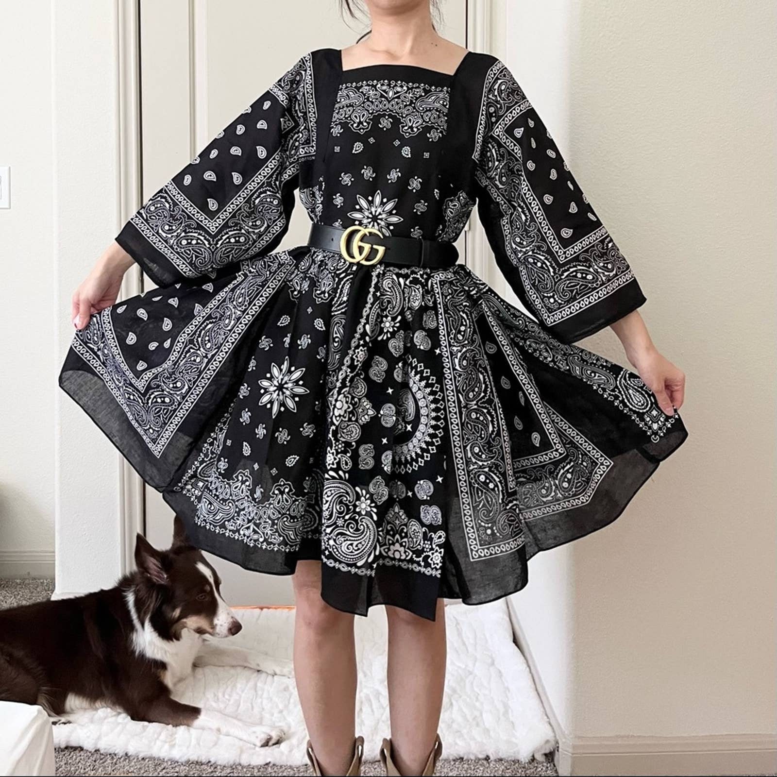 Vestido de panuelo hecho a mano SKU 09171 Negro puro Etsy Mexico