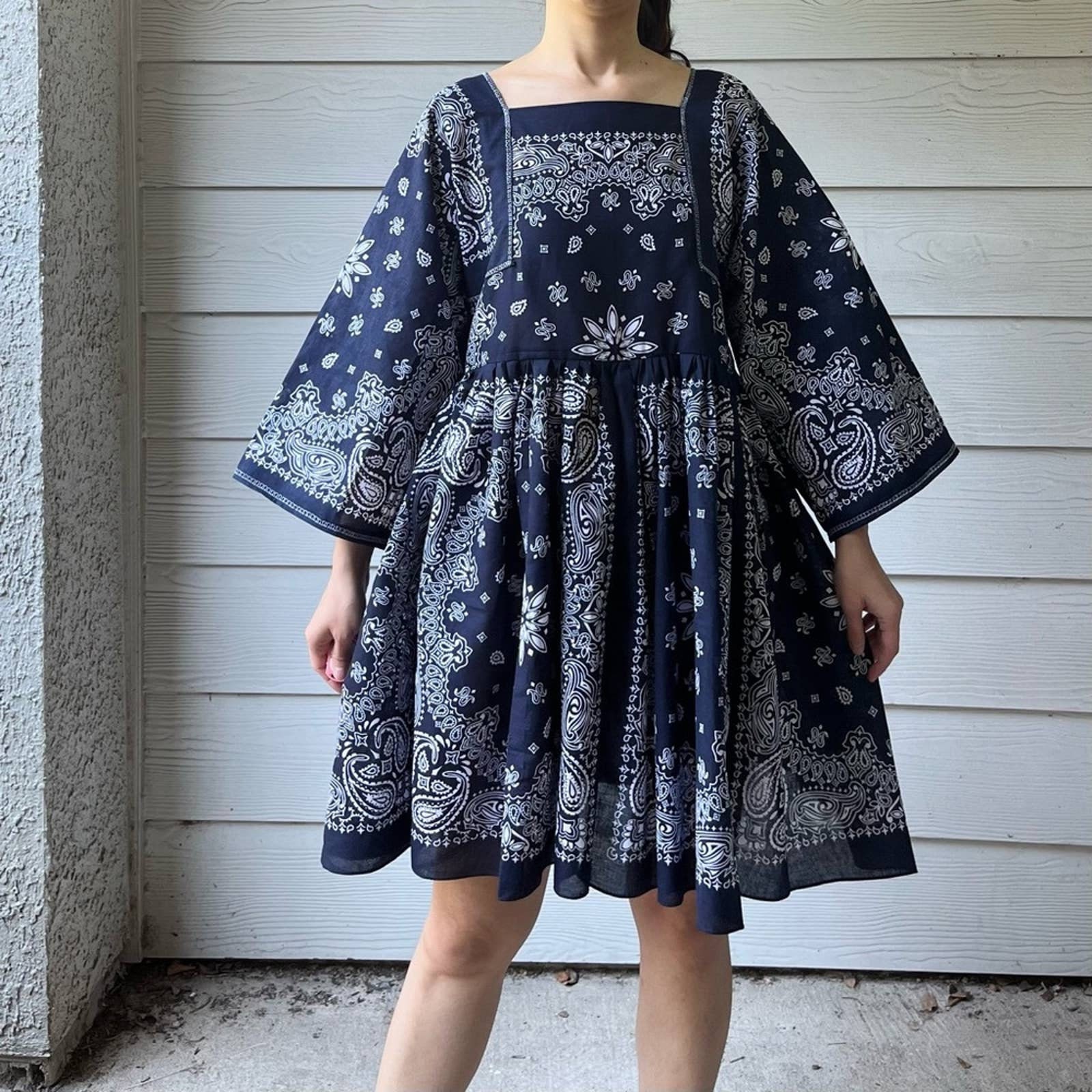 blue bandana print dress Jane Dress / Navy Bandana Navy Bandana / XS