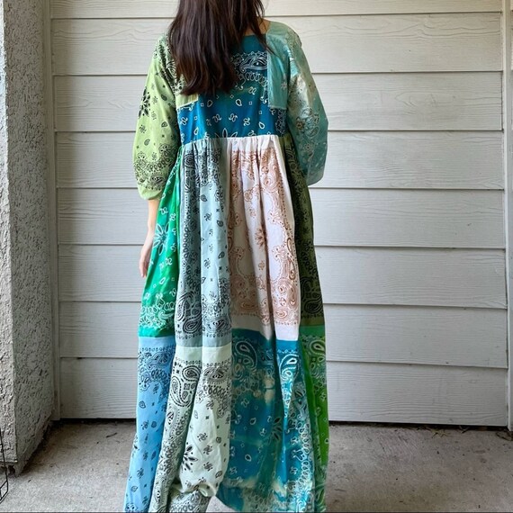 Handmade Bandana Dress/Green/Maxi SKU 72848