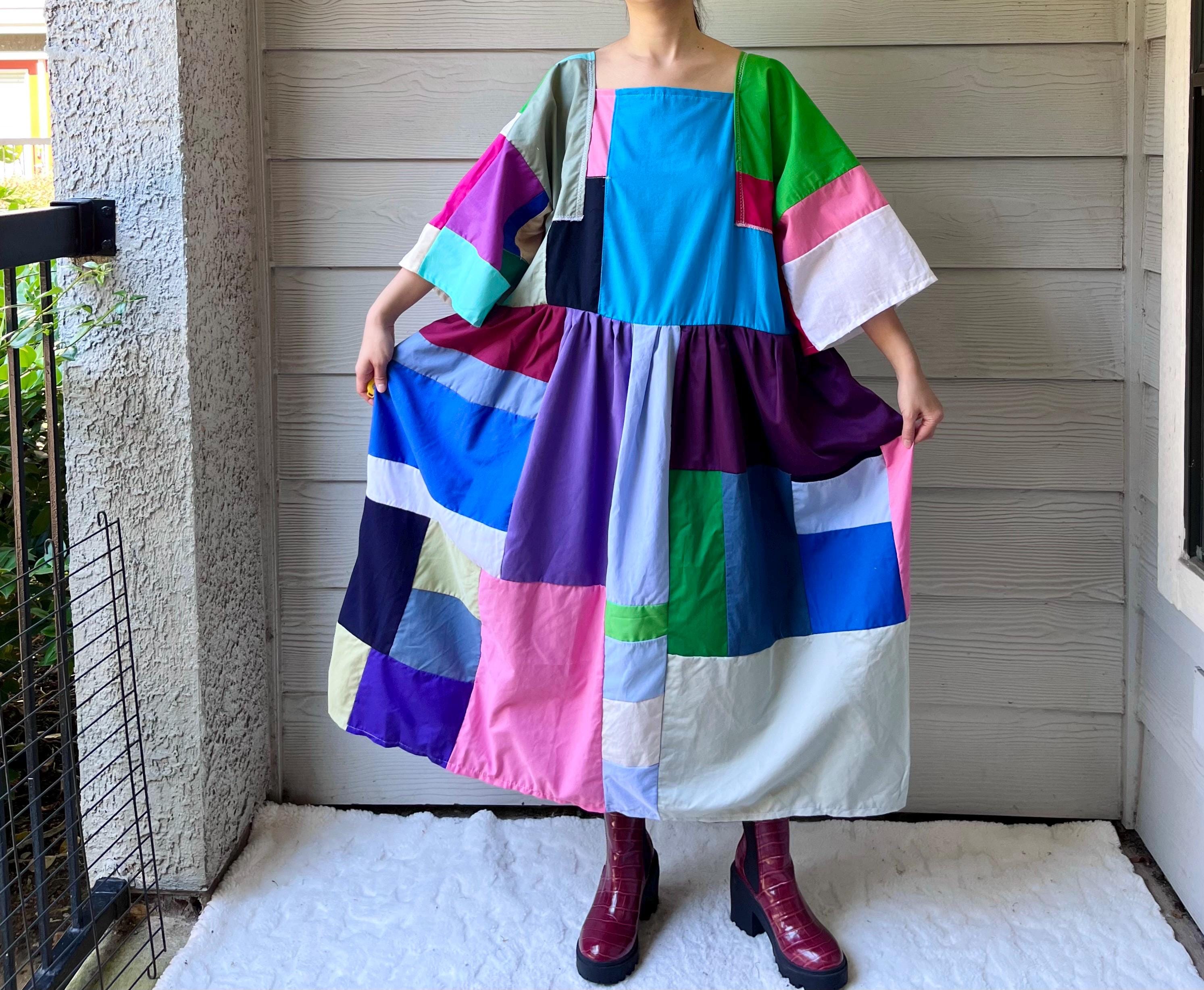 Handmade Quilted Patchwork Colorblock Dress SKU 09071 - Etsy
