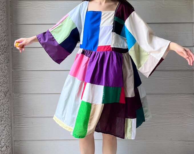 Handmade Quilted Patchwork Colorblock Dress SKU 06129 - Etsy