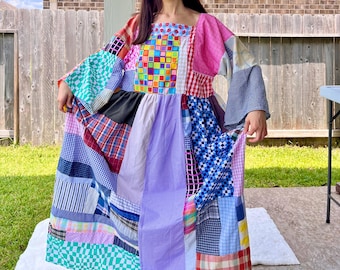 Handmade Quilted Patchwork Plaid Dress SKU 08025