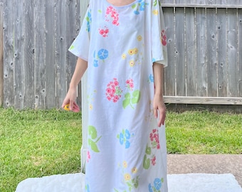 William Morris | Handmade Floral Dress in Vintage Fabric SKU 08023 | One Size Fits All