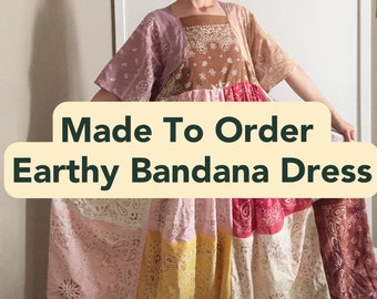 MADE TO ORDER Handmade Earthy Bandana Dress